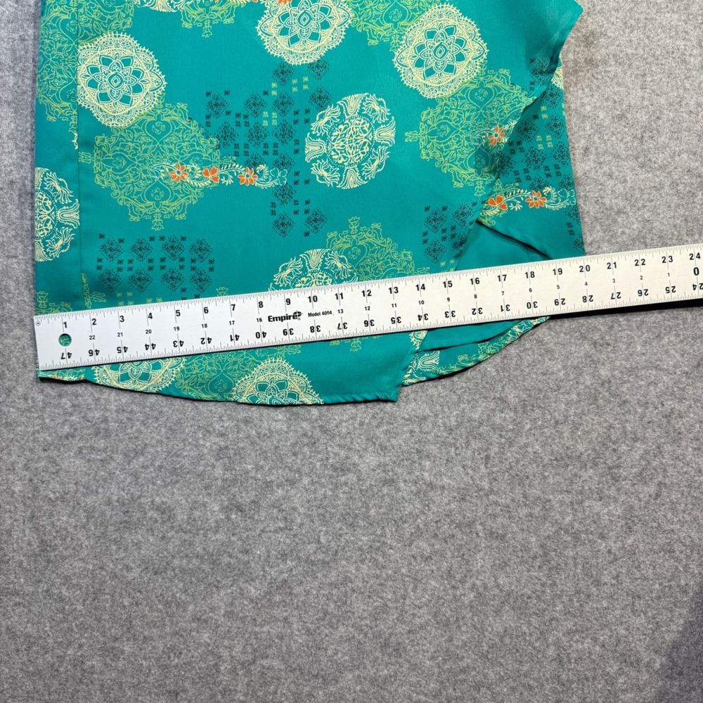Worthington Teal Mandala Print Asymmetrical‎ Hem Midi Skirt Women's Size 4 - Picture 8 of 8